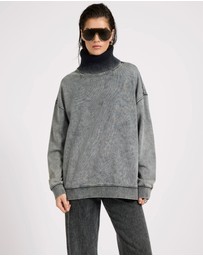 ONE TEASPOON - Fleece Roll Neck Sweater - Worn Black