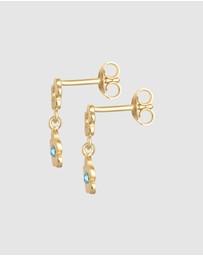 Elli Jewelry - Earrings Kids Flower Pendant Playful with Crystals in 925 Sterling Silver Gold Plated