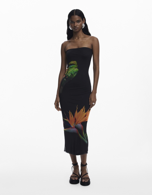 Desigual - Strapless long printed Dress