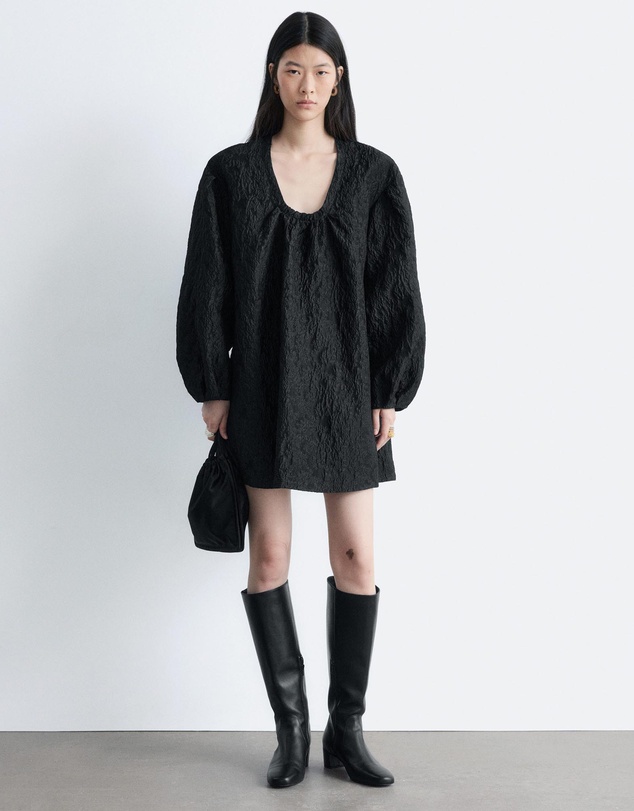 & Other Stories - Tie-Front Jacquard Mini Dress