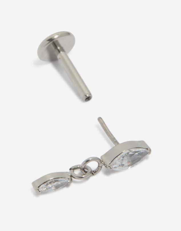 Lovisa - Titanium Diamante Marquise Drop Single Flat Back Stud