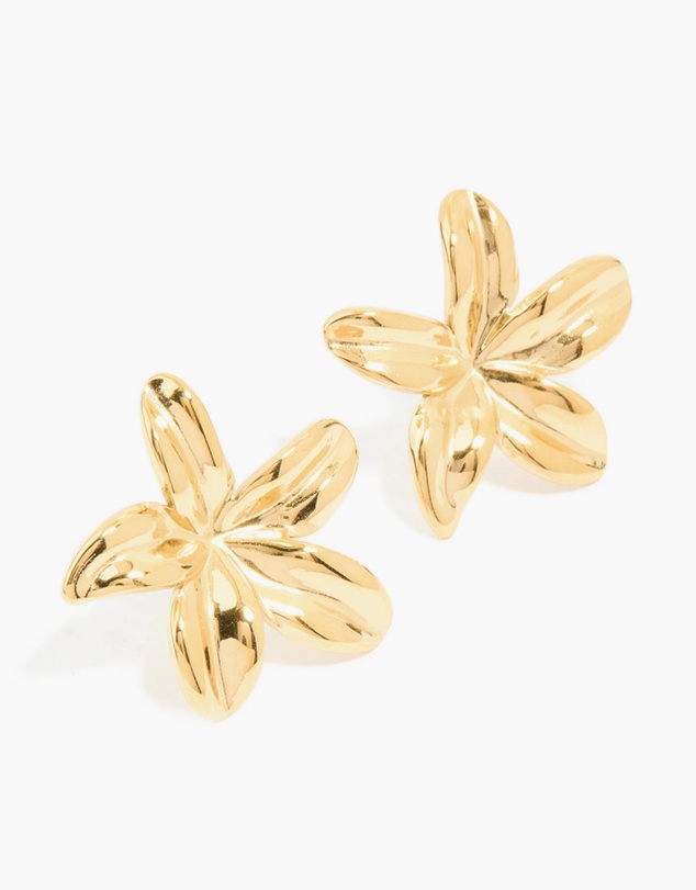 Lovisa - Waterproof Gold Plated Stainless Steel Frangipani Flower Stud Earrings