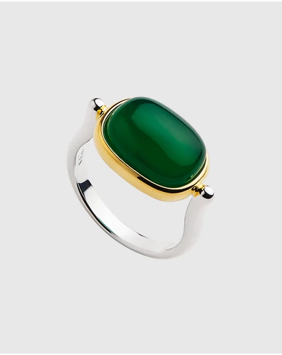 Najo - Fleur Yellow Gold Green Onyx Ring