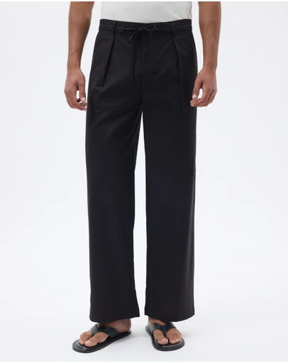 AERE - Linen Blend Tie Waist Relaxed Pants