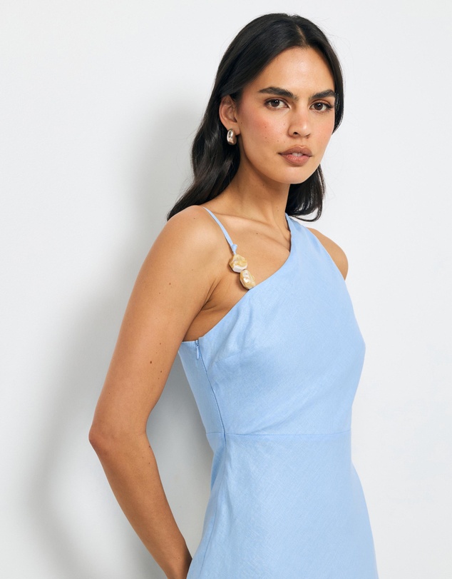 AERE - Gigi Beaded Linen Midi Dress