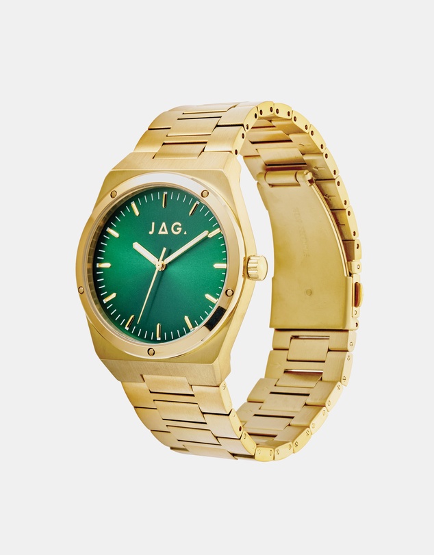 Jag - Arlo Mens Green Dial 41mm Gold Watch