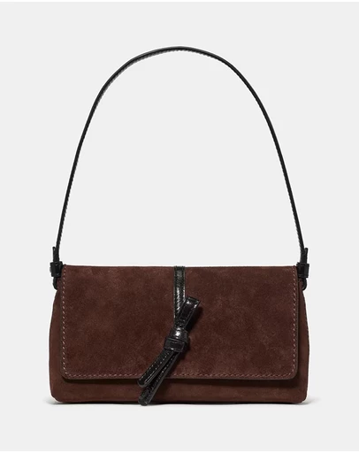 Kate Spade - Loop Suede And Crinkle Patent Leather Small Flap Shoulder Bag