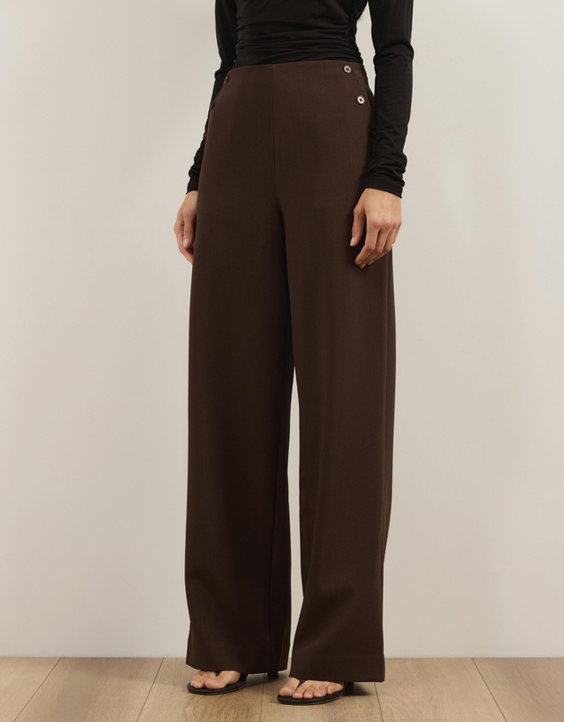Atmos&Here - Lola High Waisted Tailored Pants With Button Detail