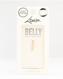 Lovisa - Gold Plated Surgical Steel Pink Cubic Zirconia Curved Belly Ring