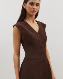 Atmos&Here - Cap Sleeve Button-Down Mini Dress