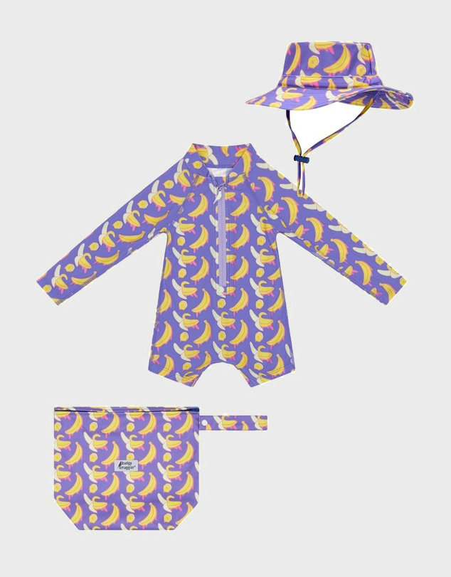 Budgy Smuggler - Kids Onesie Swim Bundle in Drippy Bananas UPF 50+