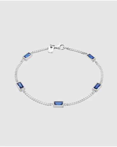 Kuzzoi - ICONIC EXCLUSIVE - Curb Chain Bracelet with Sapphire in 925 Sterling Silver
