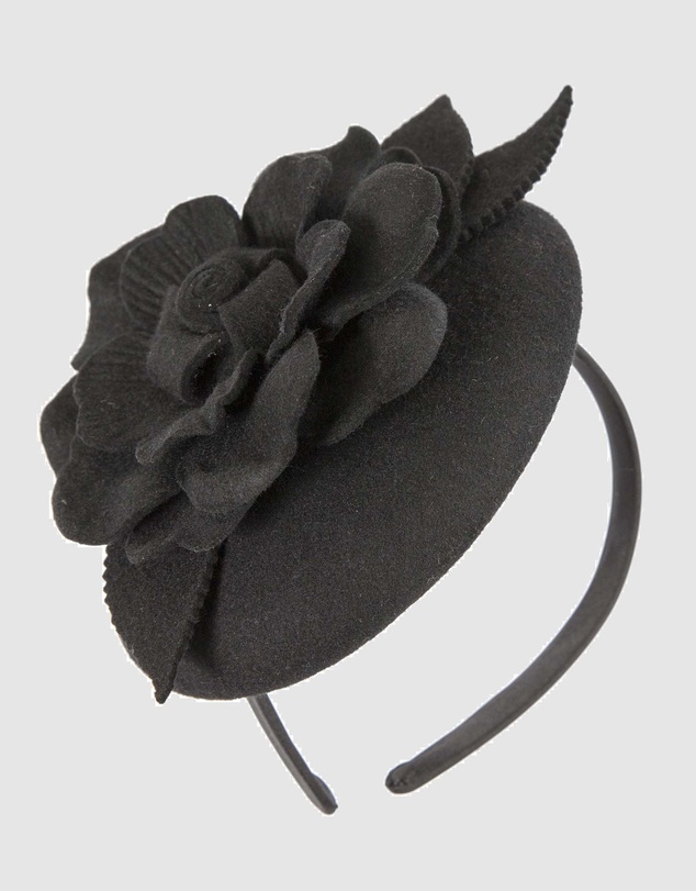 Max Alexander - Felt Black Winter Pillbox Fascinator