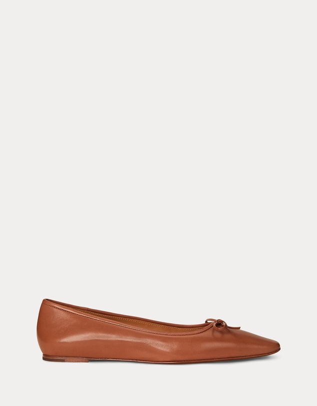 Polo Ralph Lauren - Pointed Leather Ballet Flats - Women's