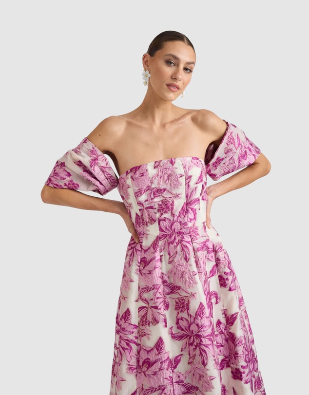 Romance by Honey and Beau - Seanna Off Shoulder Midi Dress