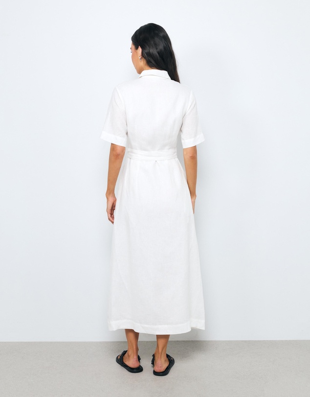 AERE - Orien Tuck Waist Linen Shirt Dress