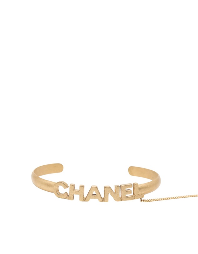 Pre-Loved by Azura Reborn - Pre-Loved CC Gold Plated Rhinestone Logo Cuff Bracelet and Ring Set