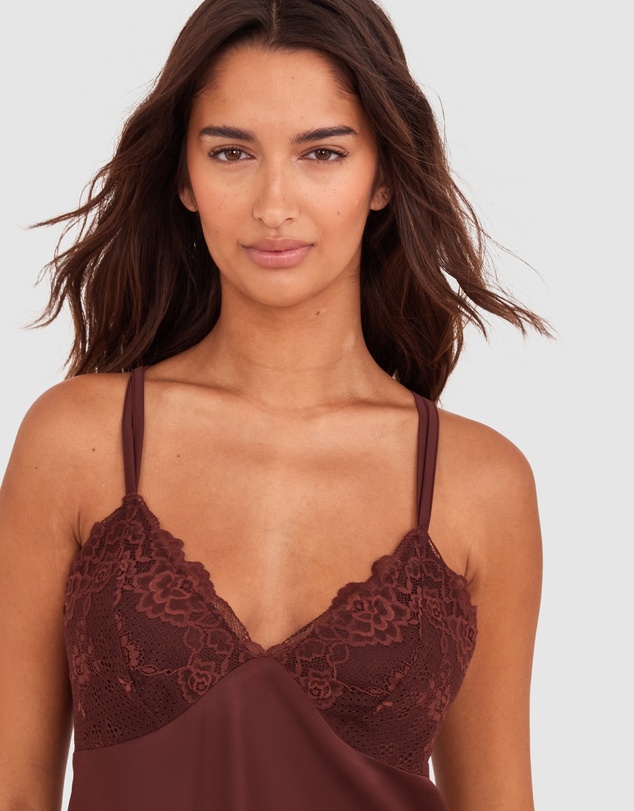 Bras N Things - Imogen Short Slip - Dark Brown