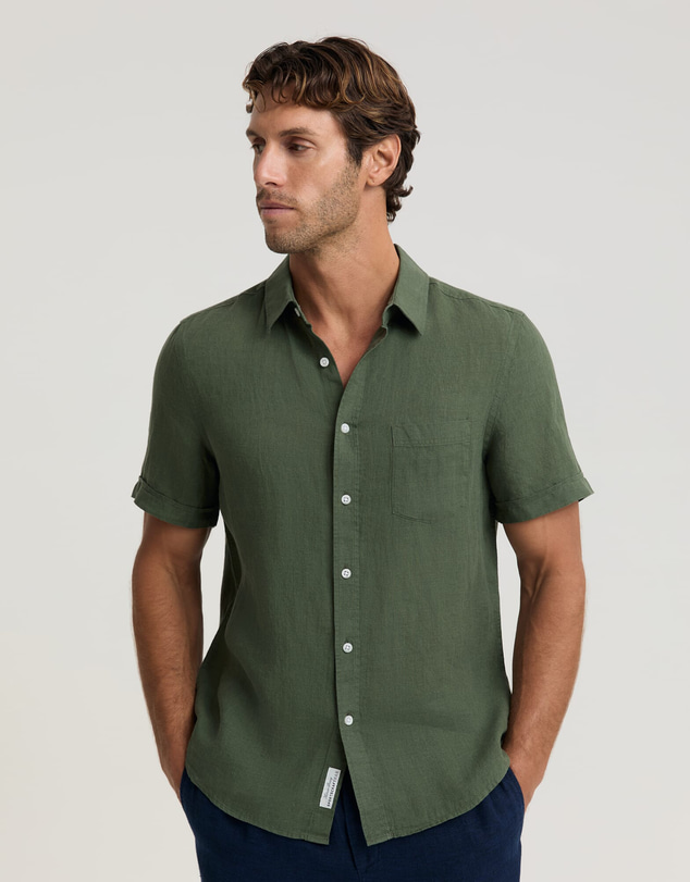 Sportscraft - Short Sleeve Yarn Dyed Linen Shirt
