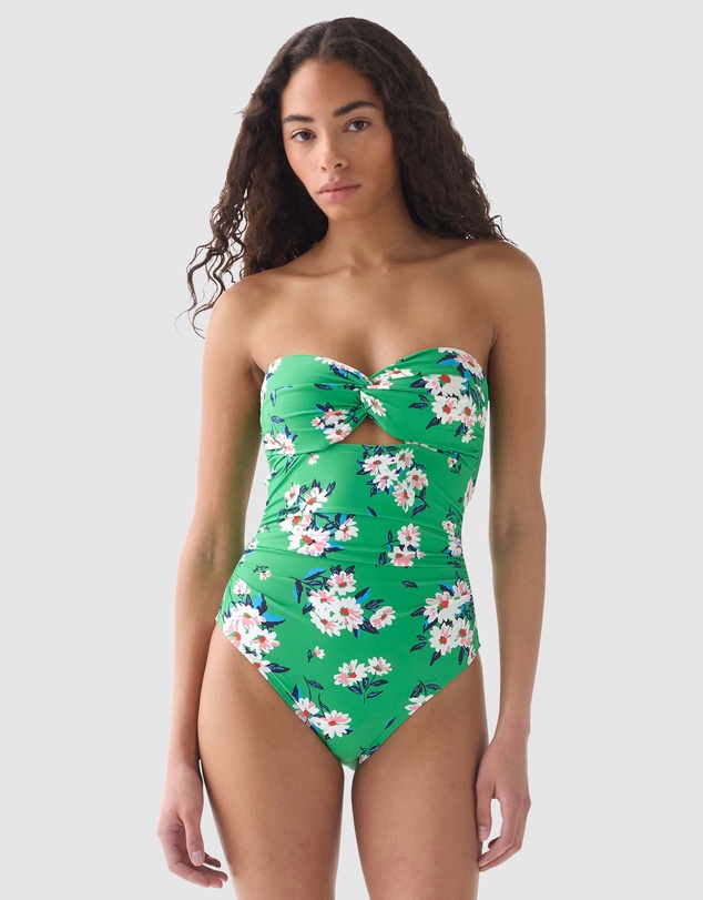 Kate Spade - Spring Daisies Twist Top Removable Strap Bandeau Swimsuit