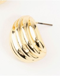 Lovisa - Gold Plated Brass Ribbed Hoop Earrings