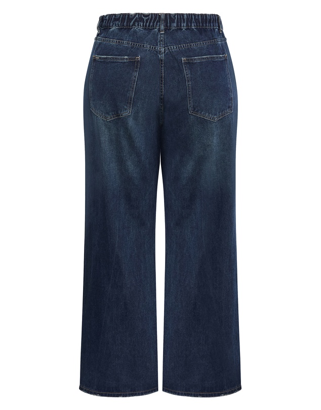 City Chic - Plus size Harley Fit Talia Wide Leg Short Jean - dark wash