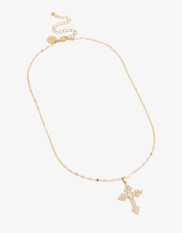 Lovisa - Waterproof Gold Plated Stainless Steel Cubic Zirconia Gothic Cross Fine Necklace