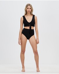 Duskii - Ribbed High Waist Panel Bottoms
