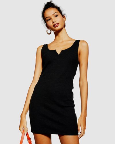 Waffle Notch Body-Con Dress