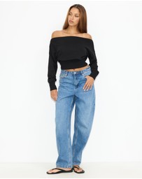Dazie - Chill Vibes Off Shoulder Jumper