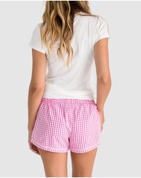 Sant And Abel - Women's Hepburn Gingham Pink Boxer Shorts
