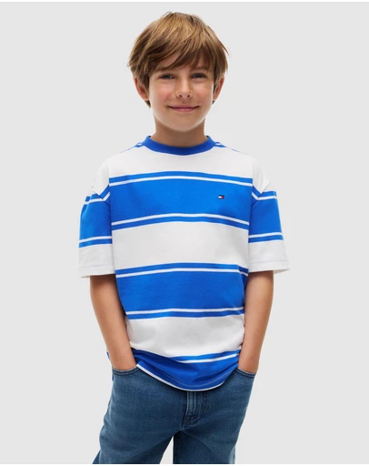 Tommy Hilfiger - Boys 8-16 Stripe Jersey Crew Neck T-Shirt - Teens