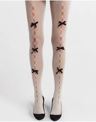 High Heel Jungle - Nevermore Pearl Bow Tights