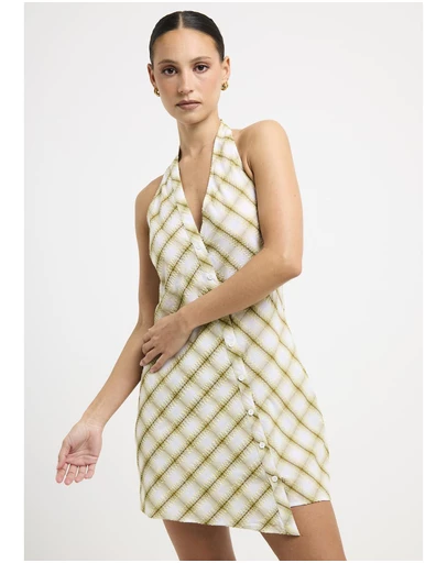 Insight - Abby Assymetric Check Mini Dress