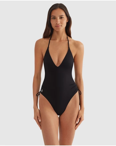 Polo Ralph Lauren - Signature Solids Plunge Low Back Halter Swimsuit