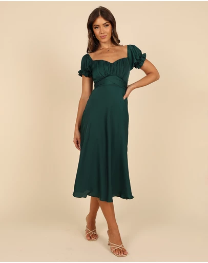 Petal & Pup - Mickenna Sweetheart Frill Midi Dress - Emerald