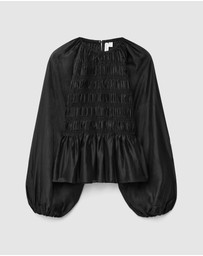 & Other Stories - Balloon-Sleeve Smocked Blouse