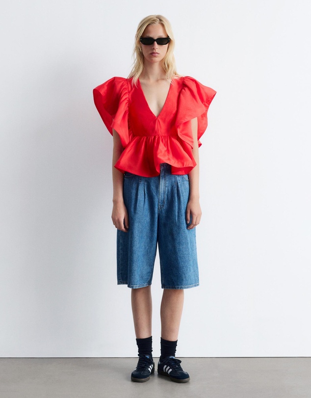 & Other Stories - Ruffle V-Neck Blouse