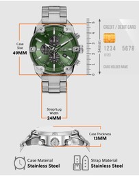 Diesel - Spiked Silver Tone Chronograph Watch