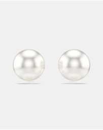 Swarovski - Matrix Stud Earrings, Crystal Pearl, White, Rhodium Plated