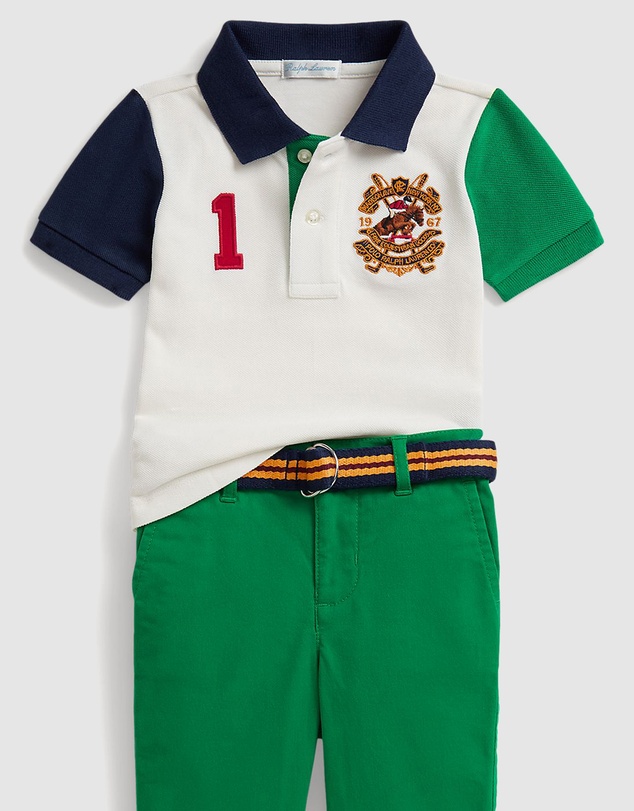 Polo Ralph Lauren - Crest Mesh Polo Shirt & Twill Pants Set - Babies