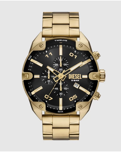 Diesel - Spiked Gold Tone Chronograph Watch
