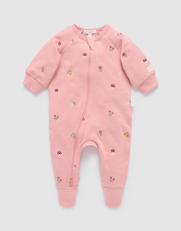 Purebaby - Embroidered Fleece Growsuit -Kids-Babies