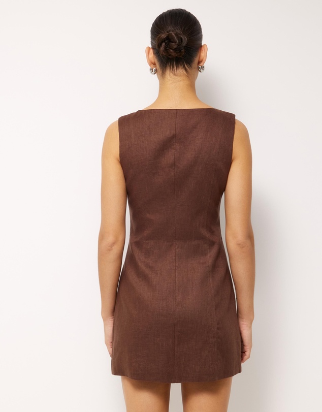 AERE - Kiri Button Through Linen Mini Dress