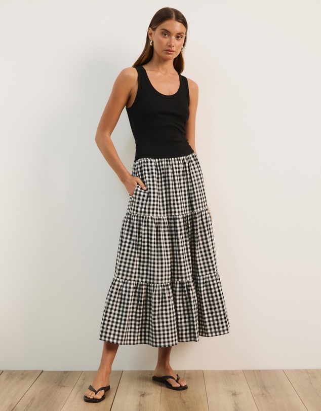 Atmos&Here - Ellison Tiered Gingham Skirt