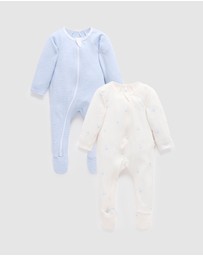 Purebaby - 2 Pack Zip Growsuit -Babies