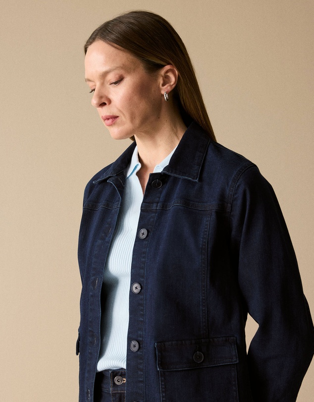 Trenery - Pocket Detail Denim Jacket in Dark Indigo