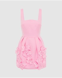 LEO LIN - Piper Floral Applique Bell Shape Mini Dress