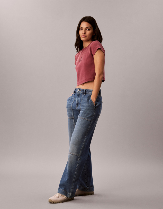 Calvin Klein Jeans - Monologo Rib Acid Wash Baby Tee