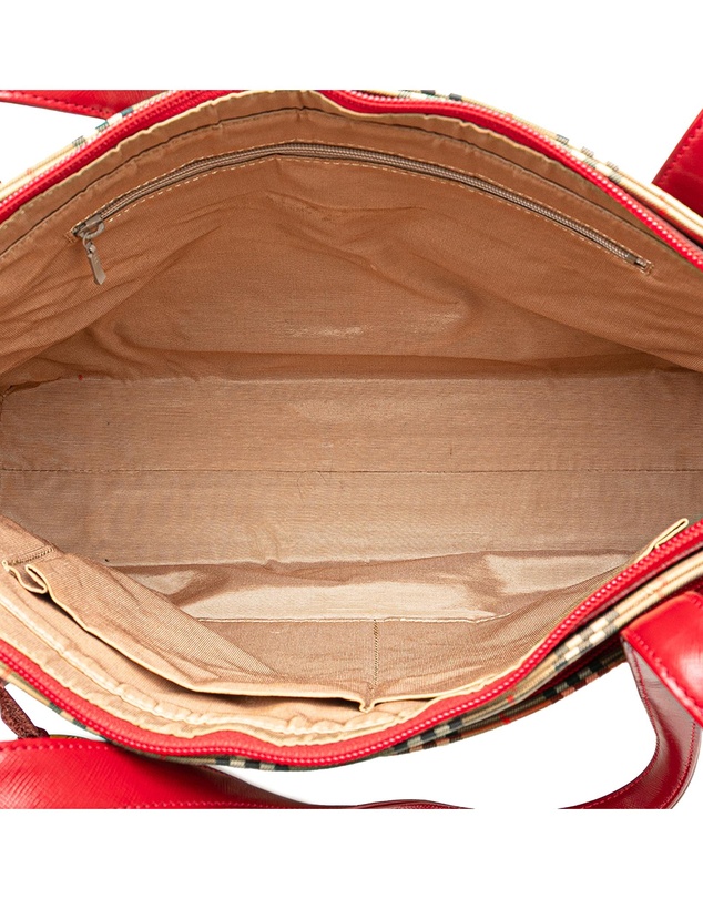 Pre-Loved by Azura Reborn - Pre-Loved burberry Checked Tote Bag with Leather Trim